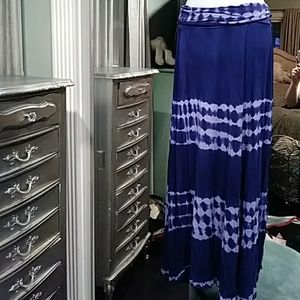 Navy tied dye maxi skirt